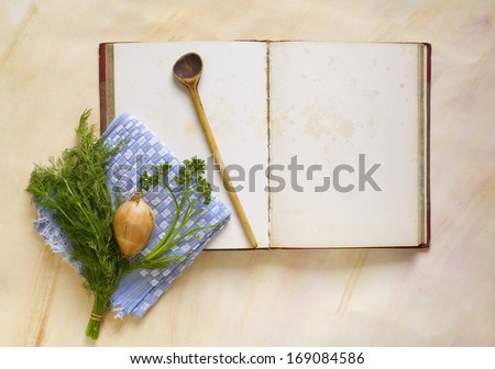 empty recipe book, free text / pics space