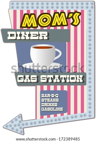 Vintage diner sign, vector illustration, scalable to any size