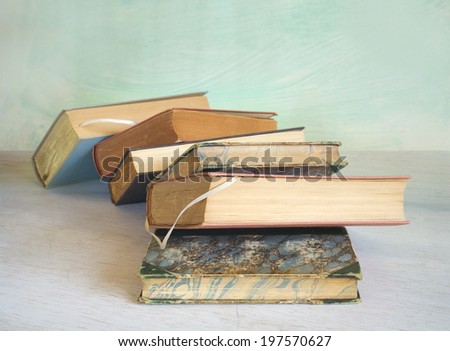stack of books, selective focus, free copy space