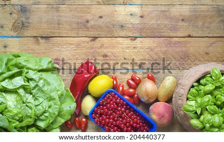 Healthy food,vegetables and fruit, free copy space