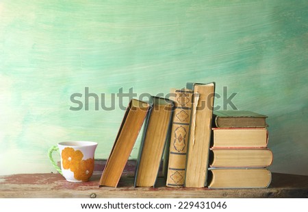 books and a cup of coffee, reading, learning concept, free copy space