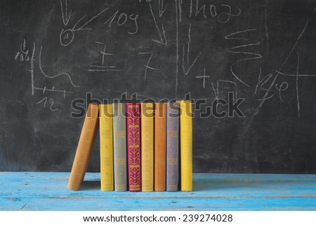 books and black board, learning, education concept, free copy space