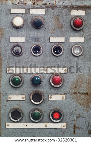 broken control panel, switchboard, with free copy space, grunge