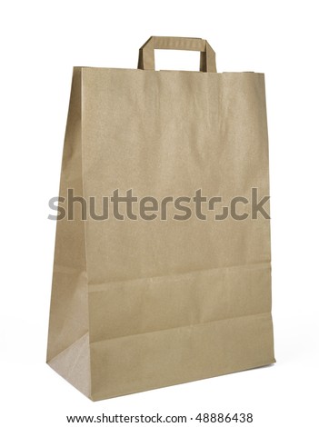 Ecological brown paper bag, isolated on white background,clipping path