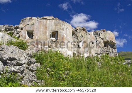 ruins of second world war fortification in Trentino, Italy