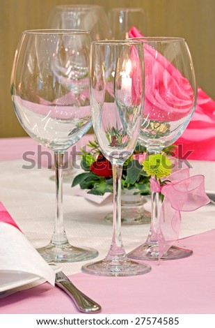 stock photo Wedding table decorated with bouquet and candles