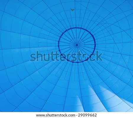 Shot of blue air balloon inside. Abstract background