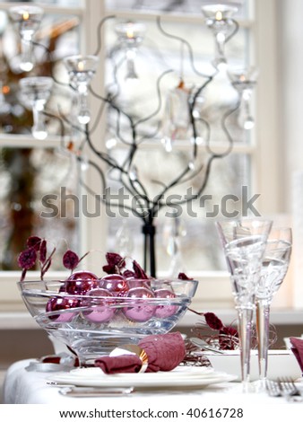 Christmas Table Decoration. Ball In The Glass Bowl. Stock Photo ...