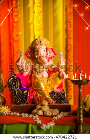 A clay statue of an Indian god Lord Ganesha