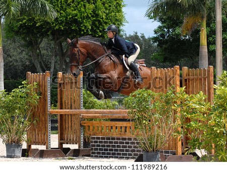 WELLINGTON, FLORIDA - SEPTEMBER 01: An unidentified rider competes at the Equestrian Sports Productions\' ESP Labor Day event on September 1, 2012 in Wellington, Florida.