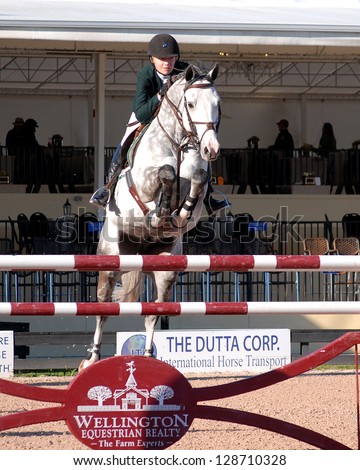 WELLINGTON, FLORIDA - FEBRUARY 17:Lillie Keenan & Pumped Up Kicks compete at WEF 6 in the Griffis Residential High Junior 11.2.a class and took 3rd place February 17, 2013 in Wellington, Florida.