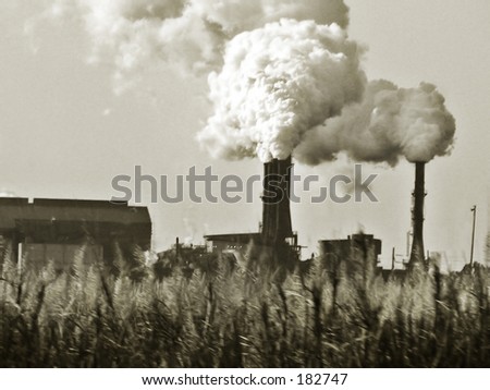 View of a sugar mill factory in South Central Florida