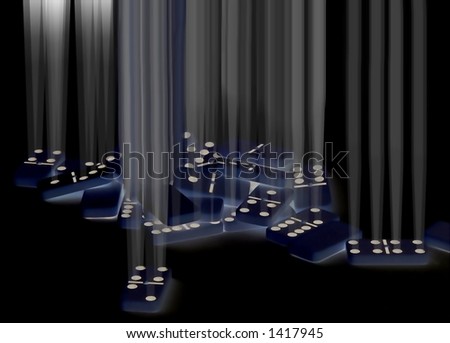 beams of light seem to come from inside darkened dominoes