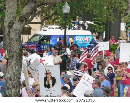 FORT MYERS, FL - APRIL 15: Tax Day Tea Party event crowd in Ft. Myers on April 15, 2009 in Fort Myers.