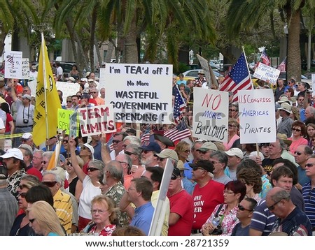 FORT MYERS, FL - APRIL 15: Tax Day Tea Party event crowd in Ft. Myers on April 15, 2009 in Fort Myers.