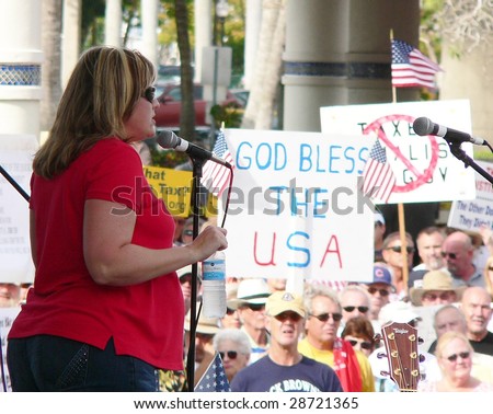 FORT MYERS, FL - APRIL 15: Tax Day Tea Party event organizer Mandy Connell from WINK News Radio in Ft. Myers on April 15, 2009 in Fort Myers.