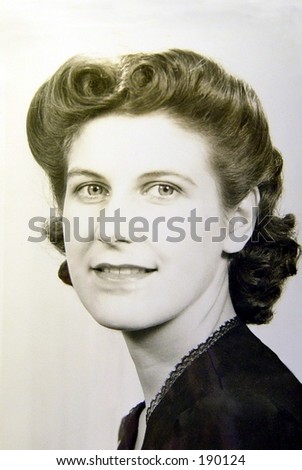 1940 hairstyle. stock photo : 1940#39;s woman