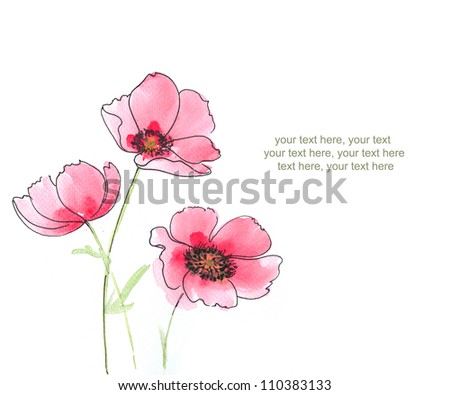 Painted Watercolor Poppies Stock Photo 110383133 : Shutterstock