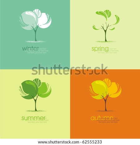 A tree in four different seasons (spring, summer, winter and fall)