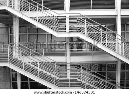 Metal stairs and construction at industrial processing plant