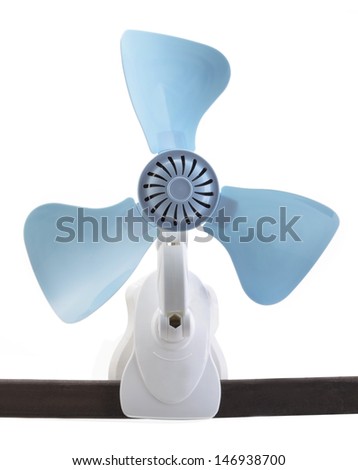 Modern desk cooling fan over white background