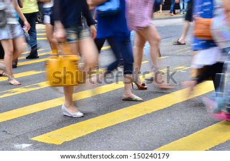 crosswalk and pedestrian at street in hong kong