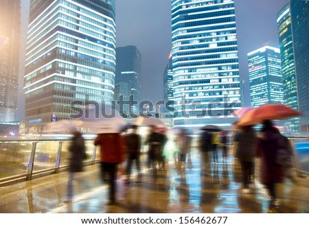 Shanghai street rain at night