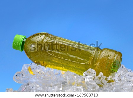 plastic bottles with a drink