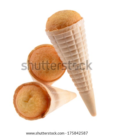Cone cup cakes on white background