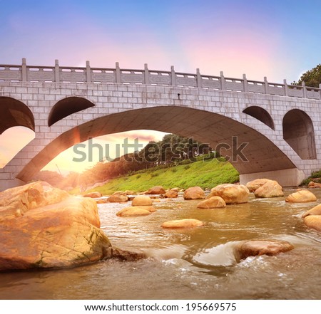 Rivers and Bridges sunset landscape