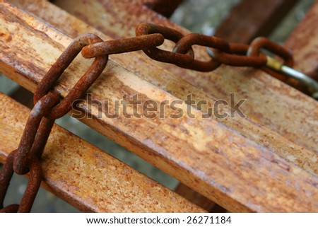 Rusty chain and a pile of rusty iron