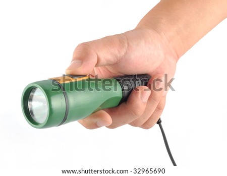 hand holding flashlight