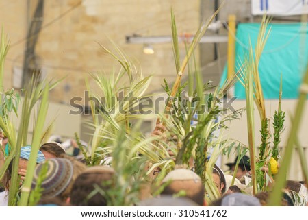 Religious Jews sunrise prayer service at the Western Wall, Jerusalem, Israel