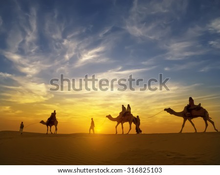 Beautiful sunset at Thar desert ,Jaisalmer,India