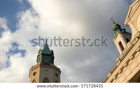 The Cathedral under the invocation of Saints Johns, the Baptist and the Evangelist. On the left Trynitarna tower. Lublin, Poland.