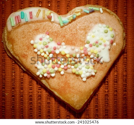 Gingerbread cookies hearts love for Valentine day.