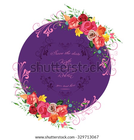 Vector flowers frame. Colorful floral collection with leaves and flowers. Summer design for invitation, wedding or greeting cards. Floral wreath for your own combinations