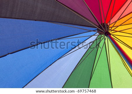 Detail of Rainbow colors beach umbrella