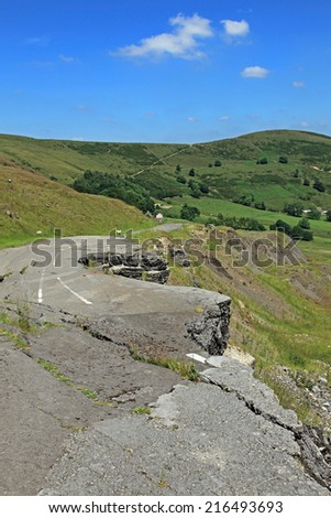 Mam Tor is a huge moving mountain slowly sliding into the Hope valley near Castleton in Derbyshire.