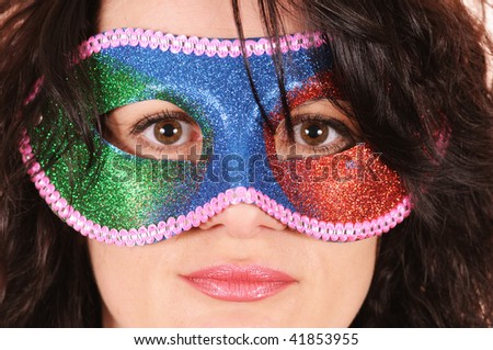 woman in carnival mask isolated on white background