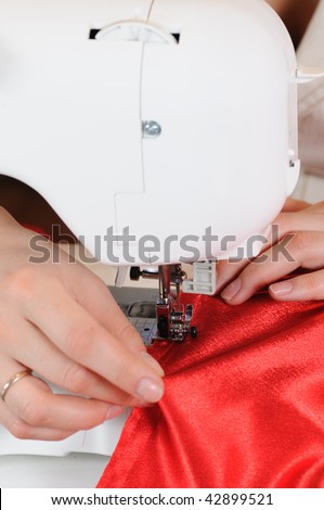 To sew a  material on the sewing machine
