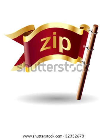 ZIP archive file extension symbol on vector royal flag button suitable for print, web, or promotional use
