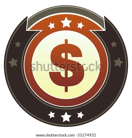 dollar sign icon. stock vector : Dollar sign currency icon on round red and brown imperial vector button with