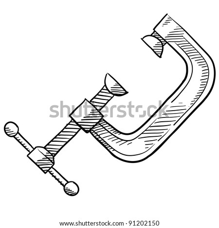 Doodle style C Clamp for woodworking or carpentry illustration in 