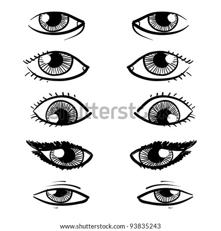 Doodle Style Eyes Sketch In Vector Format - Includes A Variety Of Eyes