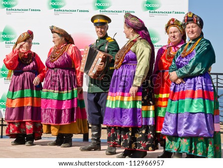 ULAN-UDE, RUSSIA - SEPTEMBER 15: Cultural program of the Baltic Economic Forum. Old womens in costumes of Christian Believers at folklore festival , September 15, 2012 in Ulan-Ude, Buryatia, Russia