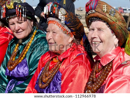 ULAN-UDE, RUSSIA - SEPTEMBER 15: Cultural program of the Baltic Economic Forum. Old women in costumes of Christian Believers at the folklore festival, September 15, 2012 in Ulan-Ude, Buryatia, Russia
