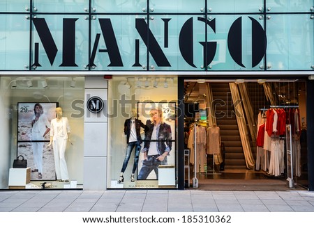 STUTTGART, GERMANY - APRIL 01, 2014: Mango store. Mango is an international clothing design retail chain with 10,000 employees, 2,300 stores in 107 countries worldwide.