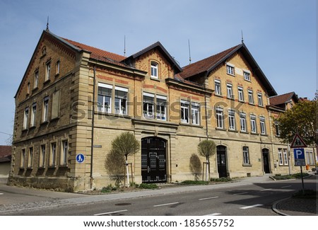 STUTTGART, GERMANY - APRIL 01, 2014: Typical german architecture of a house. Detached house on Bahnhofstrasse.