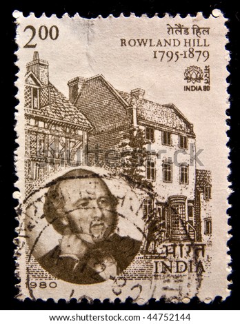 INDIA - CIRCA 1980: A Stamp printed in the India shows Rowland Hill British commander of the era of the Napoleonic wars, general, Baron, circa 1980